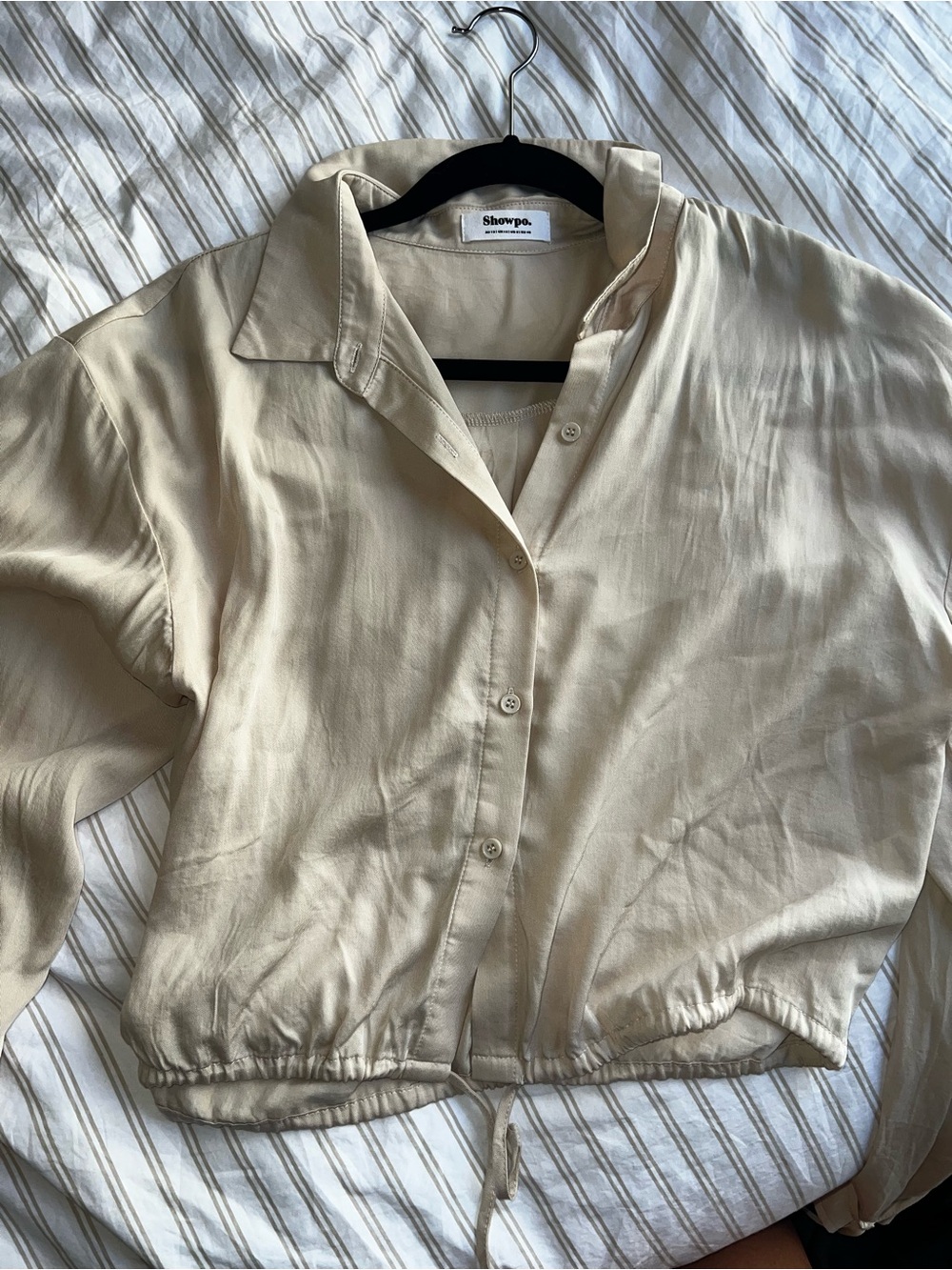 Showpo Button-Front Drawstring Blouse - Picture 3 of 4